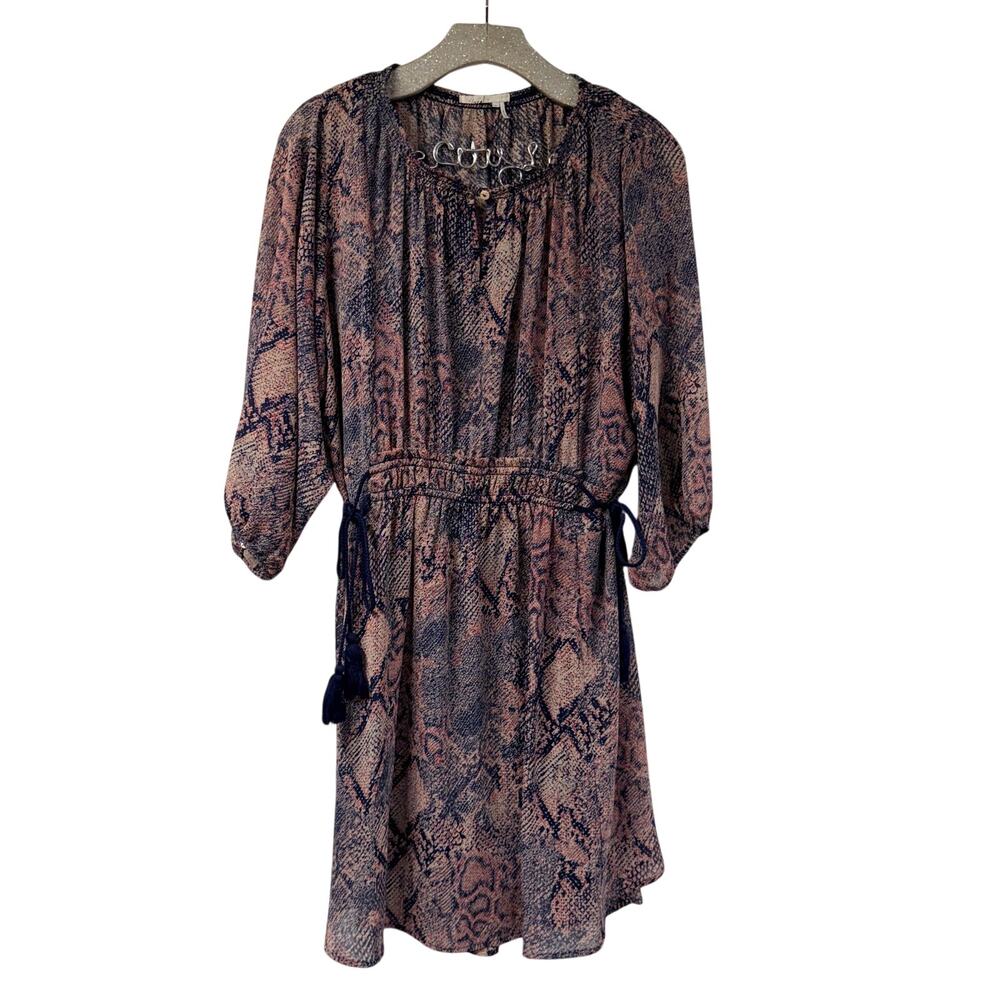Floreat Zahara Peasant Dress Medium Snakeskin Print Anthropologie